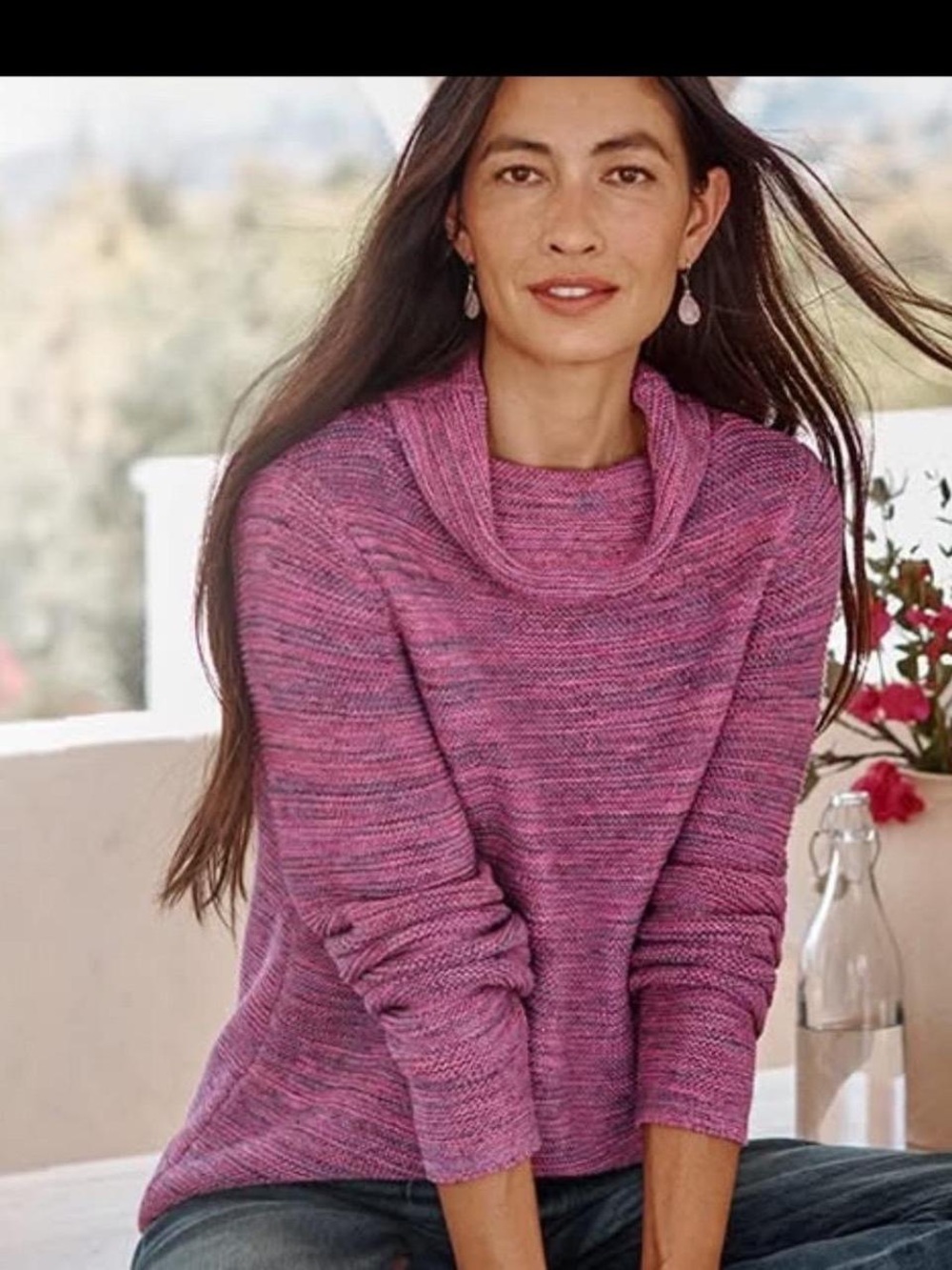 J. Jill Heathered Magenta Cowlneck Pullover Sweater